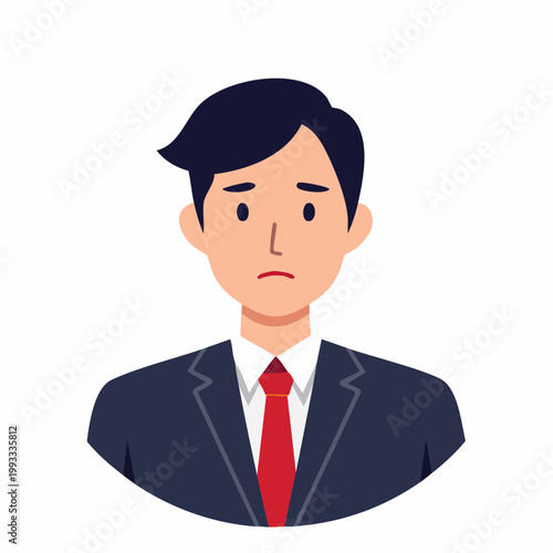 困った表情のビジネスマンのフラットイラスト