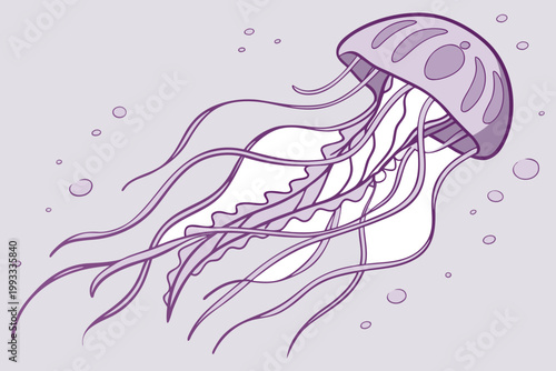 Hand Drawn Jellyfish Illustration Marine Life Ocean Creature Line Art Vector Design