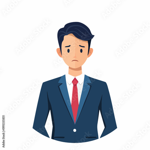 困った表情のビジネスマンのフラットイラスト