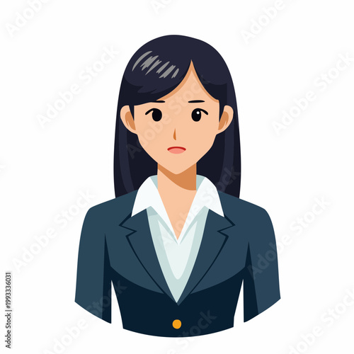 困った表情のビジネスウーマンのフラットイラスト