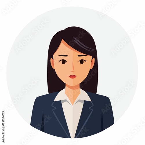 困った表情のビジネスウーマンのフラットイラスト