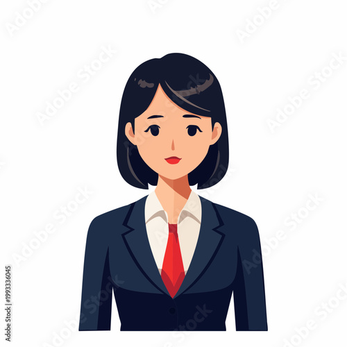 困った表情のビジネスウーマンのフラットイラスト