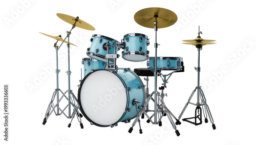 Fotografía Blue metallic drum kit with cymbals and stands