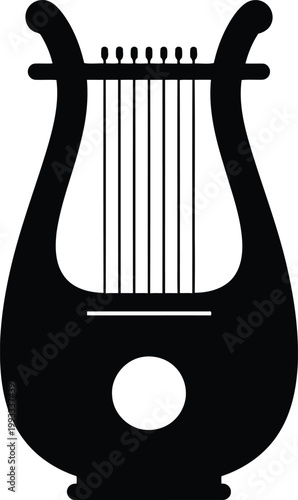 Black silhouette of an ancient lyre musical instrument
