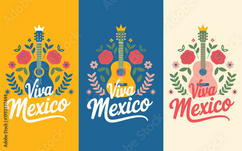 Festive mexican celebration with sombreros and maracas