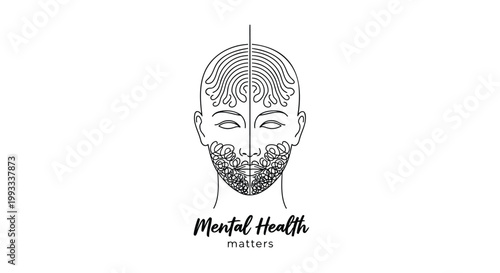 Mental Health Matters, Brain Awareness, Mindfulness Symbols, Vector Illustrations
