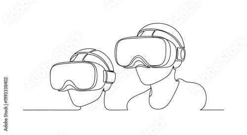 Two people wearing VR headsets, futuristic technology, immersive virtual reality experience