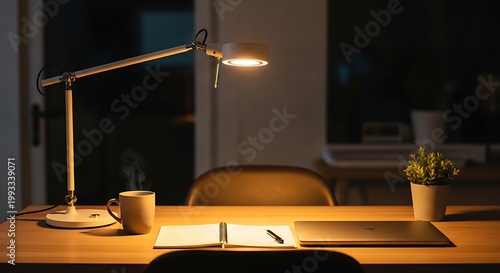 Modern desk lamp lighting workspace