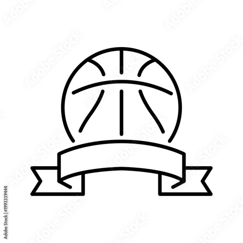 Basketball logo icon. Sports and basketball line symbol. Black and white.