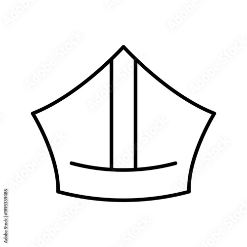 Bishop mitre icon. Religion and liturgical headwear line symbol. Black and white.