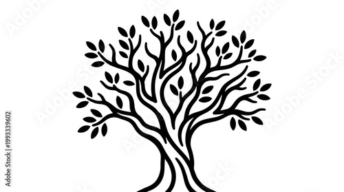 A black silhouette of a tree.