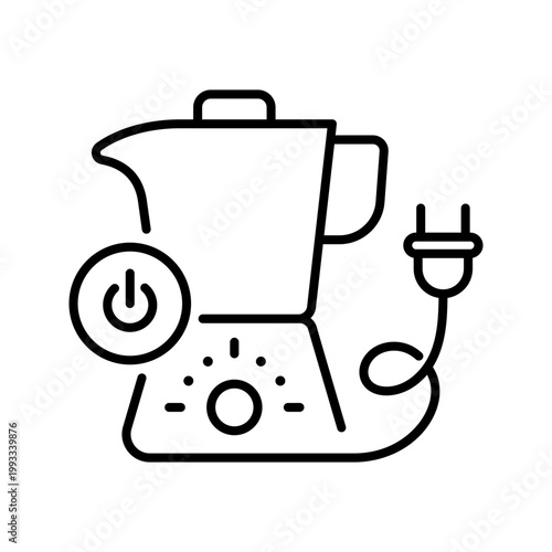 Food processor icon. Appliances and kitchen appliance line symbol. Black and white.