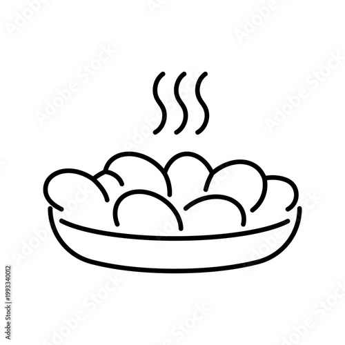 Hanukkah latkes icon. Food and hanukkah food line symbol. Black and white.