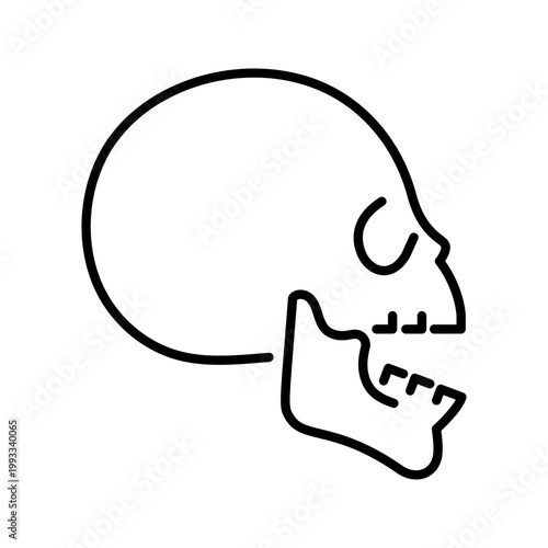 Jaw fracture icon. Healthcare and traumatology line symbol. Black and white.