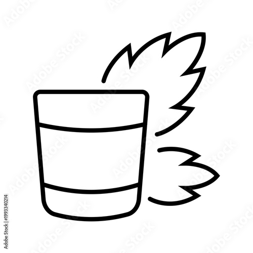 Mojito cocktail icon. Food and cocktail line symbol. Black and white.