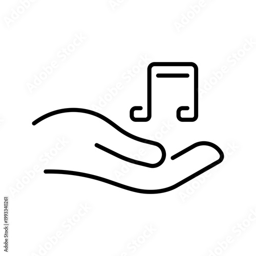 Music sharing icon. Entertainment and music sharing line symbol. Black and white.