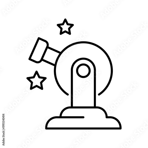 Planetarium telescope icon. Science and planetarium line symbol. Black and white.
