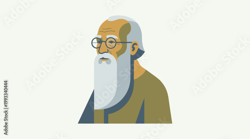 Illustration of an elderly man with glasses.