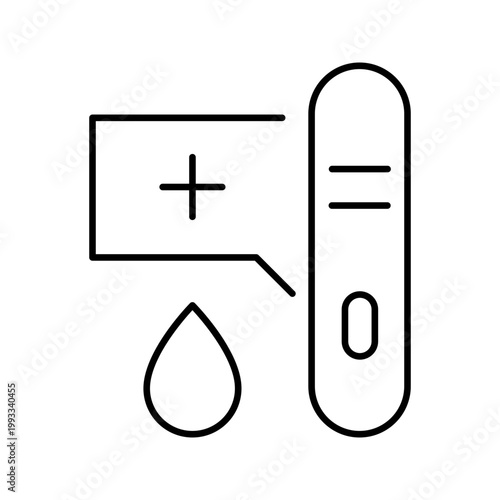 Pregnancy test icon. Healthcare and pregnancy line symbol. Black and white.