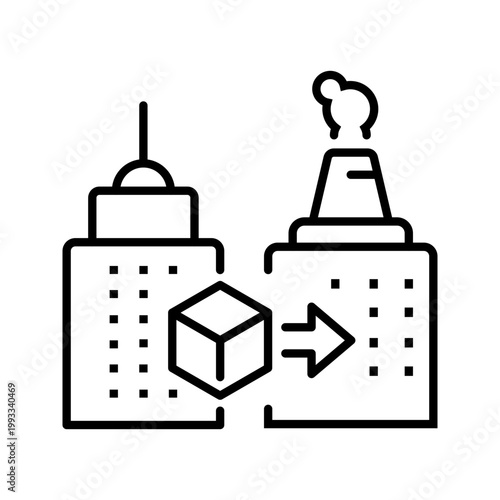 3d printing icon. Industry and additive manufacturing line symbol. Black and white.