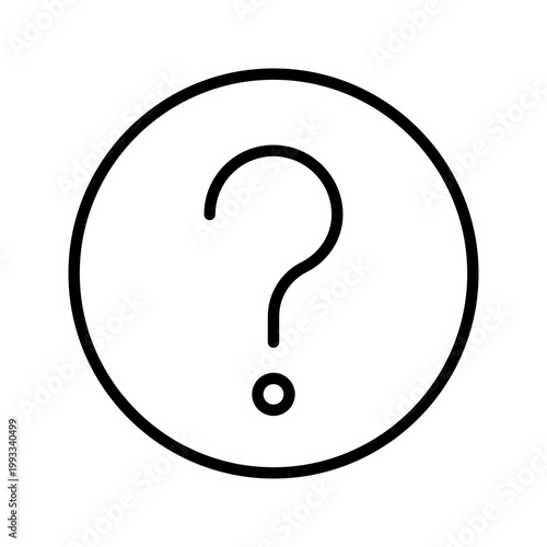 Question mark icon. Technology and user interface line symbol. Black and white.