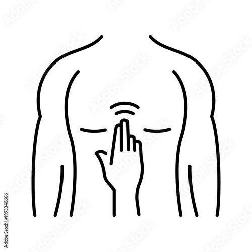 Shiatsu massage icon. Healthcare and acupressure line symbol. Black and white.