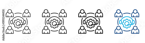 Team Support Icon Different Style Outline Collection Set Vector Illustration