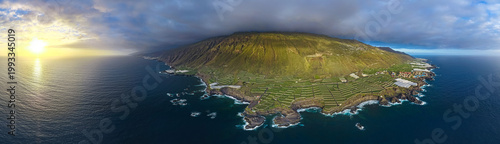 Aerial View Banana Plantations on Volcanic Lava Delta La Palma Canary Islands Spain; Industrial Agriculture Tropical Farming