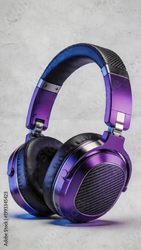 Purple and blue overear headphones