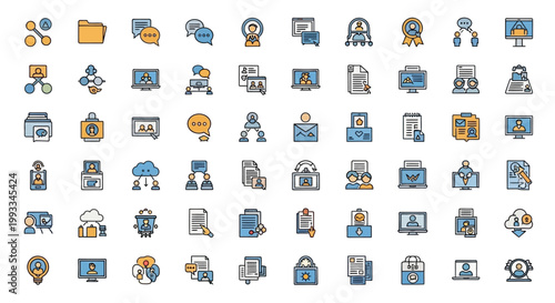 Collection of various business icons.