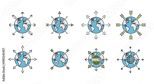 Collection of Earth Globe Icons.