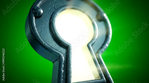 Close-up of metal keyhole shining bright.