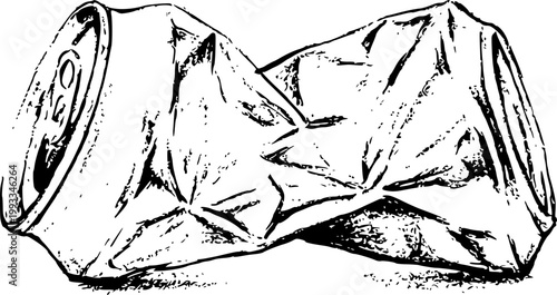 Crushed aluminum can drawing