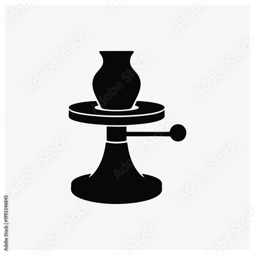 Simple black silhouette drawing of an incense burner with an attached stick holder.