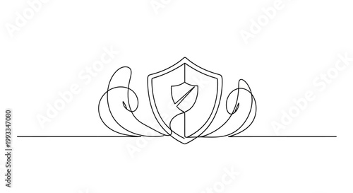 Abstract Shield with Protective Hands, Security, Safety, Trust, Protection, Emblem, Emblematic, Emblematic