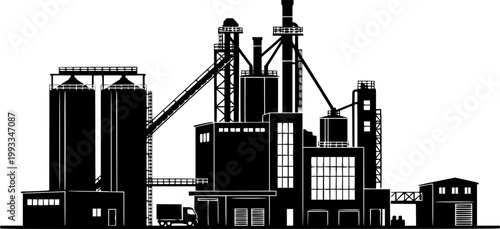 modern grain mill in an agricultural facility representing industrial food production processing and advanced farming technology