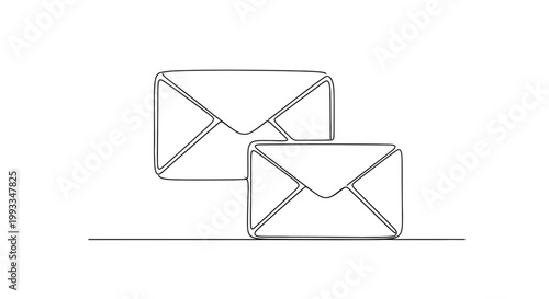 Two envelopes, email icon, communication, message, mail, correspondence, graphic design