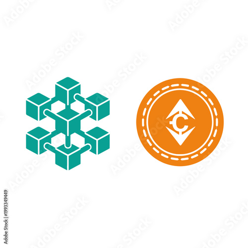 Blockchain Network and Cryptocurrency Coin Icon