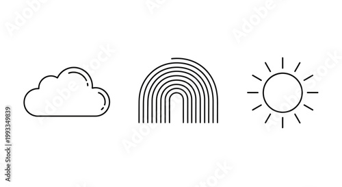 Simple Line Icons: Cloud, Rainbow, Sun - Weather and Nature Elements