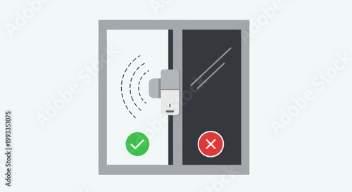 Smart Lock System Access Control with Green Check and Red Cross Icons