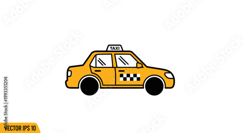 Quadro su tela Yellow taxi car icon vector illustration, simple flat design, white background