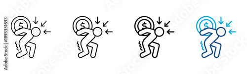 Financial Pressure Icon Different Style Outline Collection Set Vector Illustration