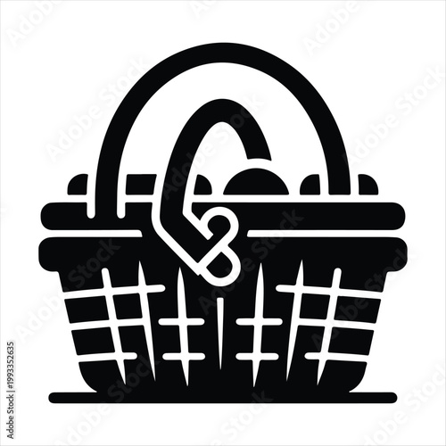 picnic baskets vector silhouette line art logo design concept illustration idea