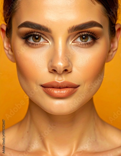 Close-up of a 20-year-old beautiful italian woman's face