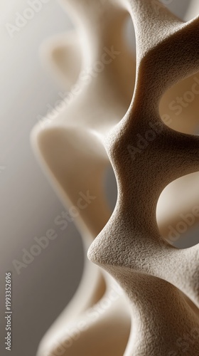 Structure osseuse avec cavités organiques aux formes courbes naturelles