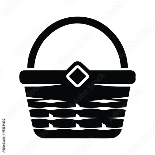 picnic baskets vector silhouette line art logo design concept illustration idea