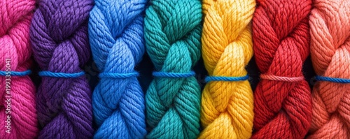 Colorful Yarn Skeins - Vibrant Rainbow of Knitting and Crochet Material