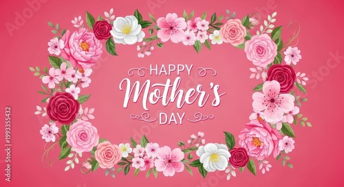 Pink and white floral wreath with 