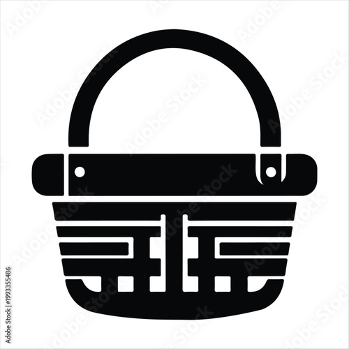 picnic baskets vector silhouette line art logo design concept illustration idea