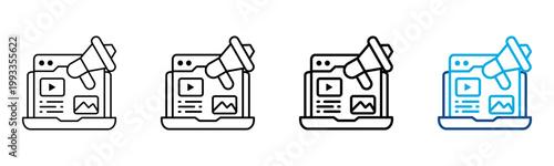 Digital Marketing Icon Different Style Outline Collection Set Vector Illustration